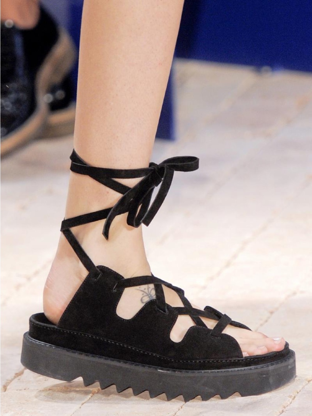 Céline RARE Gladiator Black Suede Lace-Up Platform Sandals